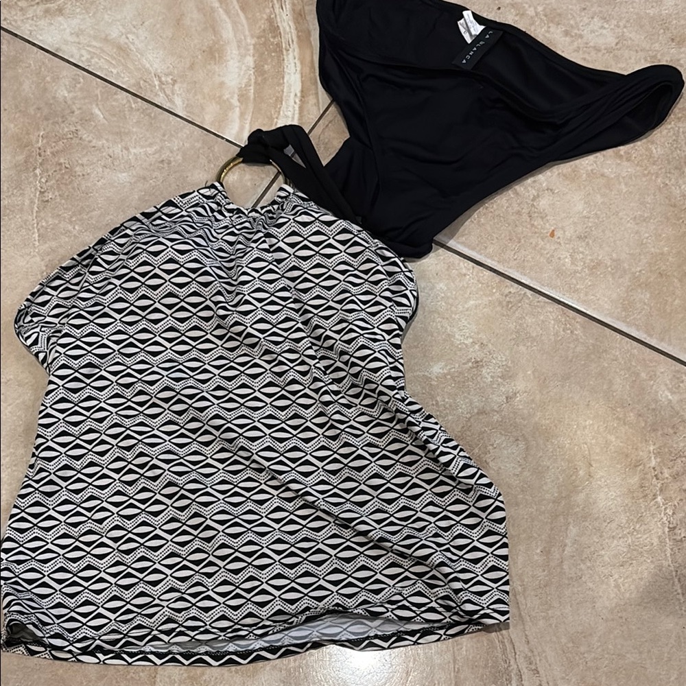 La Blanca Black and White Geometric Swim Set
